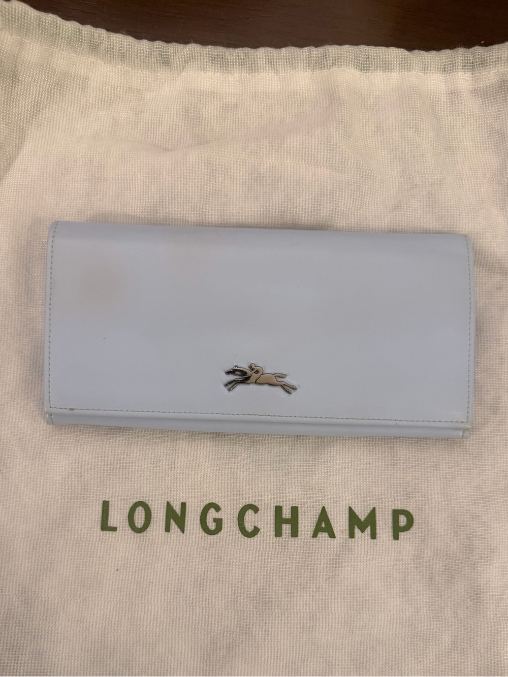 Longchamp Light Blue Genuine Leather Continental Wallet